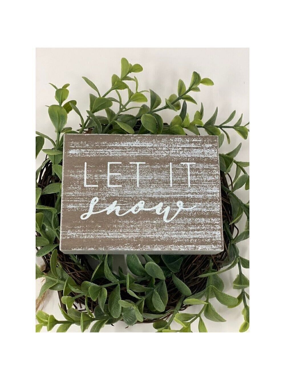 Farmhouse Winter Mini Sign 4in Rustic Distressed Neutral Decor Gift Decor